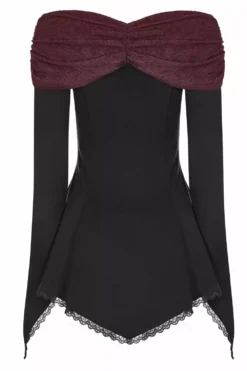 Castle Curse Bardot Top [BLACK/RED] -Kreepsville Sales WT 520TCF 07