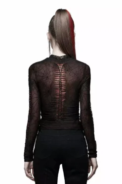 Weaving Webs Mesh Top [RED] -Kreepsville Sales WT 695TCF BK RD 02
