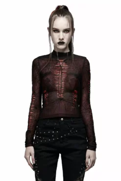 Weaving Webs Mesh Top [RED]