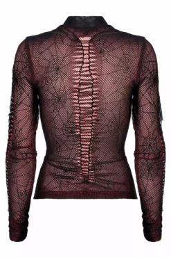 Weaving Webs Mesh Top [RED] -Kreepsville Sales WT 695TCF BK RD 05