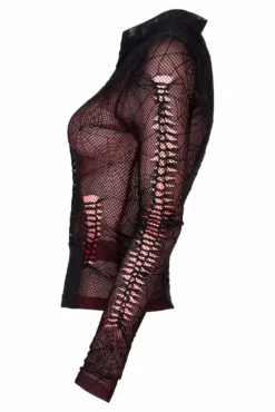 Weaving Webs Mesh Top [RED] -Kreepsville Sales WT 695TCF BK RD 06