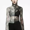 Ghost Bones Mismatched Mesh Top [BLACK/WHITE] -Kreepsville Sales WT 727TCF BW 02