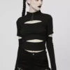 Doll Stitches Hollow-Out Top[BLACK]
