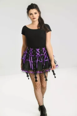 Chai Mini Skirt [BLACK/PURPLE] -Kreepsville Sales Womens Goth Mini Skirt