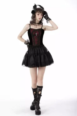 Burgundy Blood Ruffle Top -Kreepsville Sales Womens Gothic Corset Plus Sisze