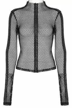 Club Creature Fishnet Top [BLACK] -Kreepsville Sales Womens Mall Goth Netted Shirt