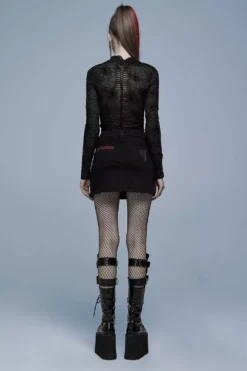 Slasher Girl Spiderweb Top [BLACK] -Kreepsville Sales Womens Mesh Gothic Top