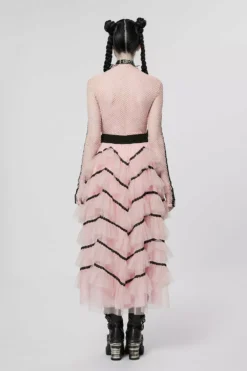 Grave Rave Fishnet Top [PASTEL PINK] -Kreepsville Sales Womens Pink Emo Top