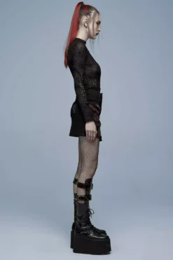 Slasher Girl Spiderweb Top [BLACK] -Kreepsville Sales Womens Plu ssize goth clothes