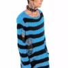 Pastel Blue/Black Striped Distressed Sweater -Kreepsville Sales blue sweater 02 f0d8a6e1 4af6 40be 91ca f1f047391614