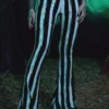 Distressed Beetlejuice Striped Hellz Bellz Bell Bottoms [BLACK/WHITE] -Kreepsville Sales bthtyuyuyt