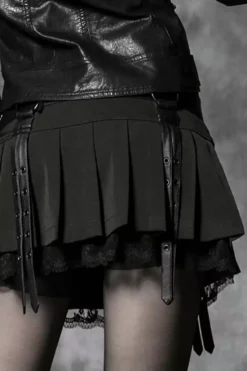 Diabolical Pleated Mini Skirt -Kreepsville Sales dgrg