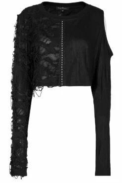 Wicked Wednesday Crop Top [BLACK] -Kreepsville Sales emo cropped sweater