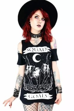 Squad Goals Cold Shoulder T-Shirt 10 Squad Goals Cold Shoulder T-Shirt -Kreepsville Sales eng pl Black witches cold shoulder T shirt Squad Goals 1842 6