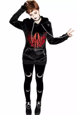 Double Crescent Velvet Leggings -Kreepsville Sales eng pl DOUBLE CRESCENT VELVET LEGGINGS gothic black leggings 1975 4