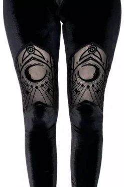 Velvet Moon Flocking Leggings -Kreepsville Sales eng pl Velvet Mesh Leggings Cathedral crescent moons 2178 2