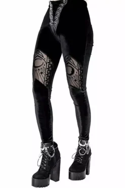 Velvet Moon Flocking Leggings -Kreepsville Sales eng pl Velvet Mesh Leggings Cathedral crescent moons 2178 4