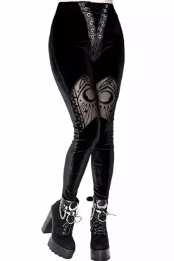 Velvet Moon Flocking Leggings -Kreepsville Sales eng pl Velvet Mesh Leggings Cathedral crescent moons 2178 6