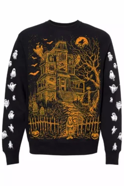 Haunted Mansion Sweatshirt [Pumpkin Orange] -Kreepsville Sales ghosts sweatshirt