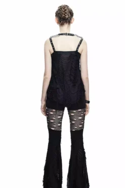Mourn Distressed Fishnet Flared Pants -Kreepsville Sales ghrhtyjt6