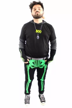 Skeleton Jeans [Unisex] [Green Bone] -Kreepsville Sales green skeleton jeans2