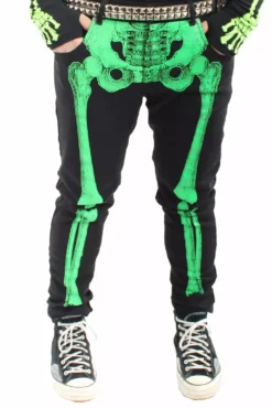Skeleton Jeans [Unisex] [Green Bone] -Kreepsville Sales green skeleton jeans4
