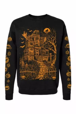 Haunted Mansion Sweatshirt [Pumpkin Orange] -Kreepsville Sales hauntedPumpkins SweatshirtFront