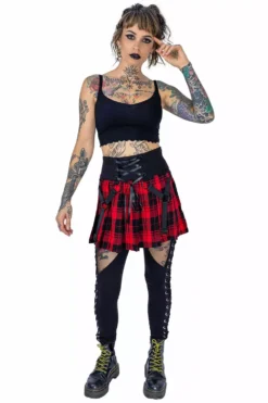 Hesper Skirt [Red] -Kreepsville Sales hesper skirt red check heartless 7