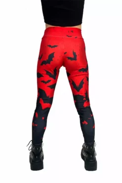 Bite Me Vampire Bat Leggings [RED/BLACK] -Kreepsville Sales highswaisted bat leggings
