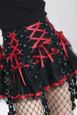Chai Mini Skirt [BLACK/RED] -Kreepsville Sales hlb50150 chai skirt blk red 03 1