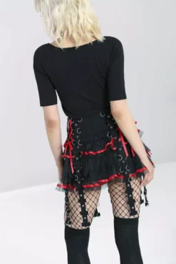Chai Mini Skirt [BLACK/RED] -Kreepsville Sales hlb50150 chai skirt blk red 04 1