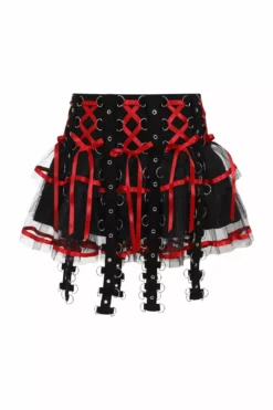 Chai Mini Skirt [BLACK/RED] -Kreepsville Sales hlb50150z chai skirt blk red 10