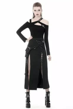 In Your Dark Dreams Slit Maxi Skirt -Kreepsville Sales lkkk