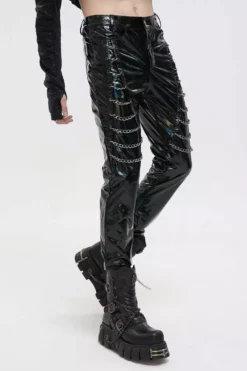 Holographic Hell Leather Pants 14 Holographic Hell Leather Pants -Kreepsville Sales mens leather skinny jeans