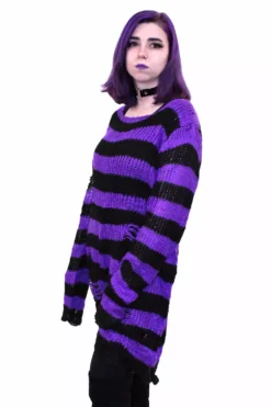 Purple/Black Striped Distressed Sweater 12 Purple/Black Striped Distressed Sweater -Kreepsville Sales purple 04