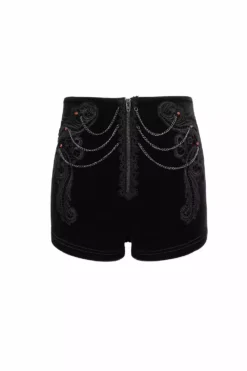 Black Blood Velvet High Waisted Shorts -Kreepsville Sales sexy gothic shorts