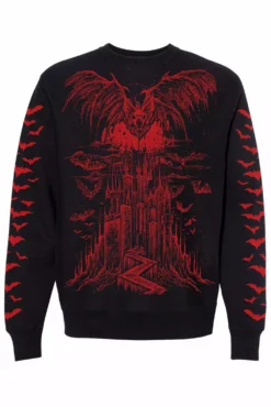 Vampire Castle Sweatshirt W/ Bat Sleeves [BLOOD RED]