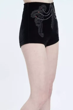 Black Blood Velvet High Waisted Shorts -Kreepsville Sales womens bootie shorts goth plus size