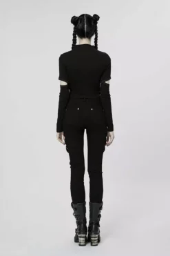 Doll Stitches Hollow-Out Top[BLACK] -Kreepsville Sales womens goth clubbing top