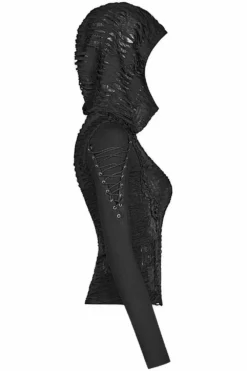 Warling Shredded Hooded Top -Kreepsville Sales womens punk shredded shirt