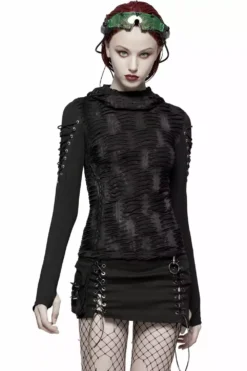 Warling Shredded Hooded Top -Kreepsville Sales womens sexy shredded shirt