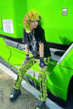 Tripp NYC Bondage Pants [Lime Plaid] -Kreepsville Sales z0mb1tch78aaa
